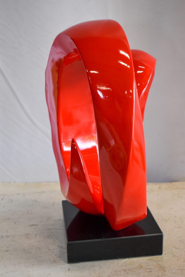 Creative Red MultiFace Statue on Base Signed by Leonardo Bruno 14" x 12" x 19"H - Image 8