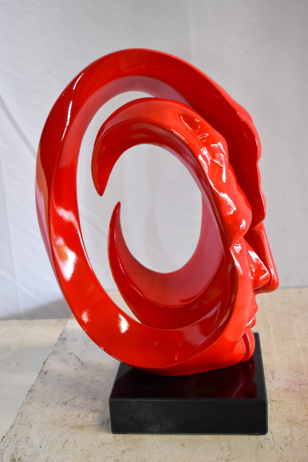 Creative Red MultiFace Statue on Base Signed by Leonardo Bruno 14" x 12" x 19"H - Image 10