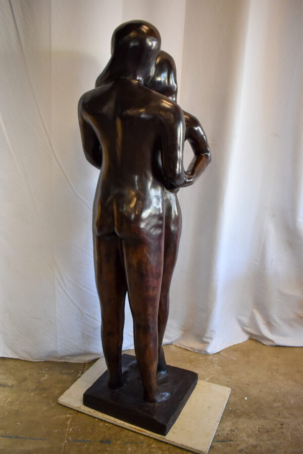 Two Lovers Embracing Standing Up Bronze Statue 22" x 19" x 73"H - Image 5