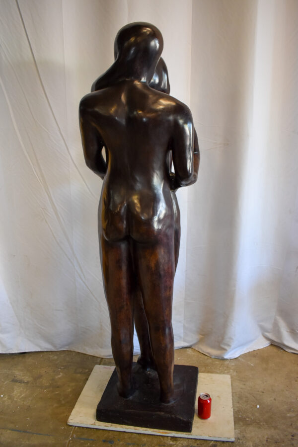 Two Lovers Embracing Standing Up Bronze Statue 22" x 19" x 73"H - Image 6