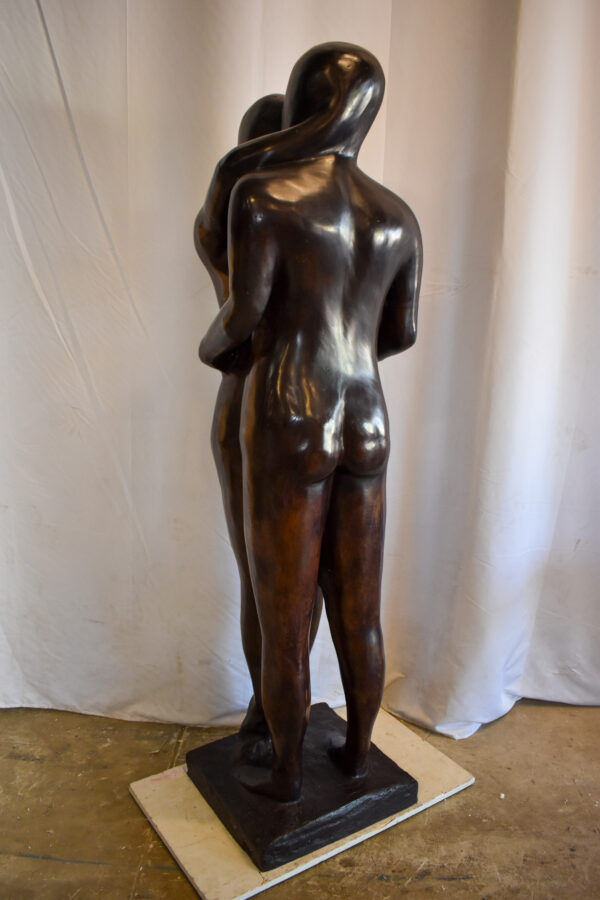 Two Lovers Embracing Standing Up Bronze Statue 22" x 19" x 73"H - Image 7