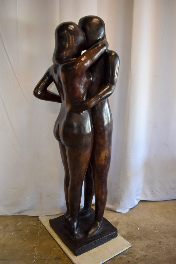 Two Lovers Embracing Standing Up Bronze Statue 22" x 19" x 73"H - Image 9