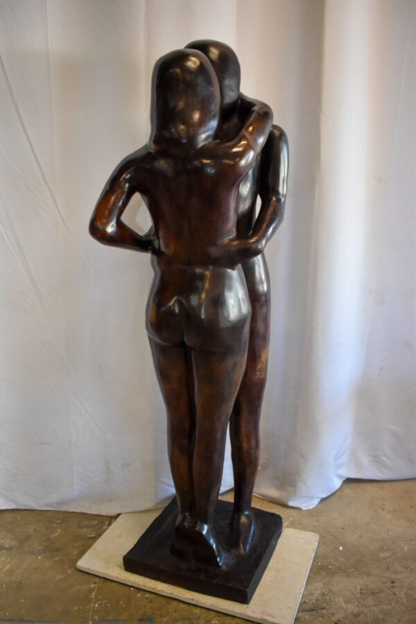 Two Lovers Embracing Standing Up Bronze Statue 22" x 19" x 73"H - Image 10
