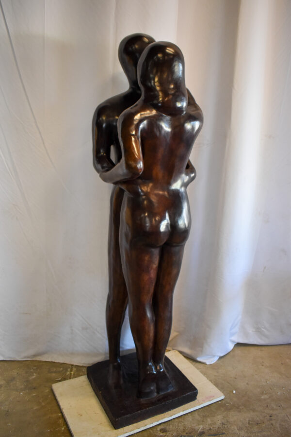 Two Lovers Embracing Standing Up Bronze Statue 22" x 19" x 73"H - Image 11