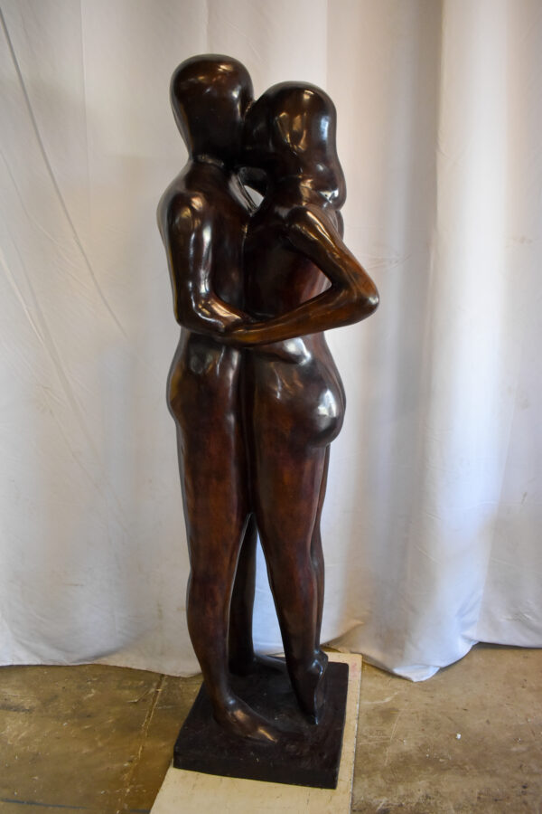Two Lovers Embracing Standing Up Bronze Statue 22" x 19" x 73"H - Image 13