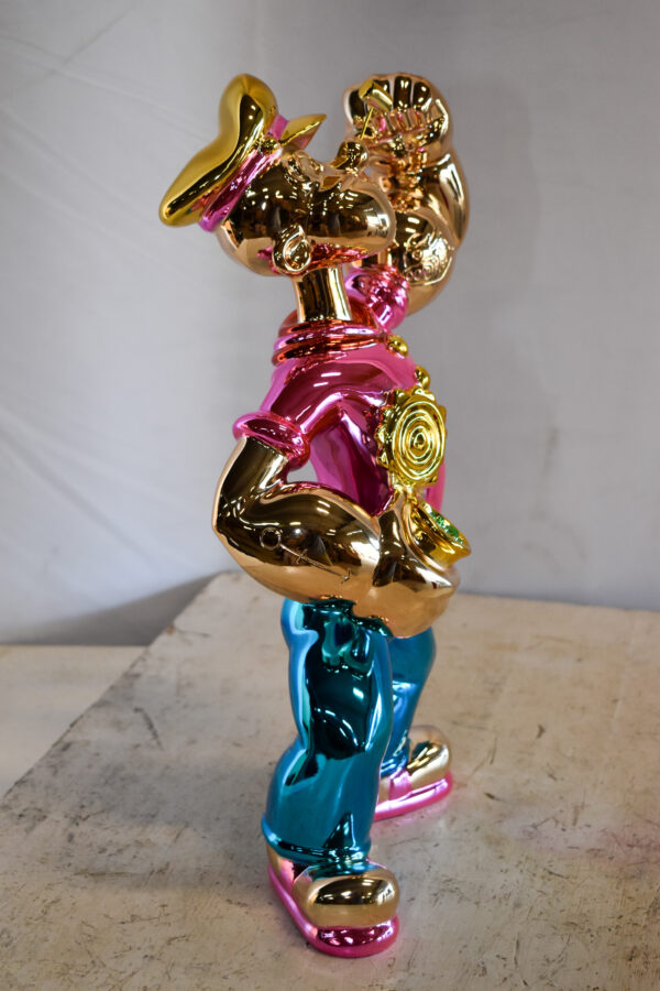 Colorful Chrome Popeye Cartoon in Pink Shirt Statue 12" x 8" x 18"H - Image 6