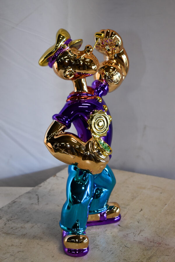 Colorful Chrome Popeye Cartoon in Purple Shirt  Resin Statue 12" x 8" x 18"H - Image 5