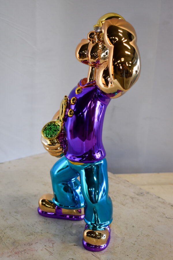 Colorful Chrome Popeye Cartoon in Purple Shirt  Resin Statue 12" x 8" x 18"H - Image 11