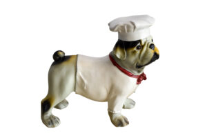 A Happy Dog Dressed as A Baker Man, Resin Statue 10" x 5" x 9"H
