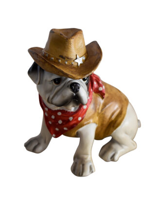 A Happy Dog Dressed as The Sheriff of The Town, Resin Statue 8" x 5" x 8"H