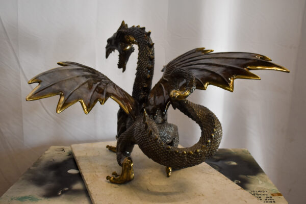 Dragon Bronze Statue with Two Tone Bronze Finish 32" x 36" x 25"H - Image 6
