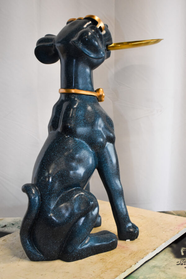Happy Host Dog Resin Statue with A Tray, Blue Finish 25" x 12" x 31"H - Image 5