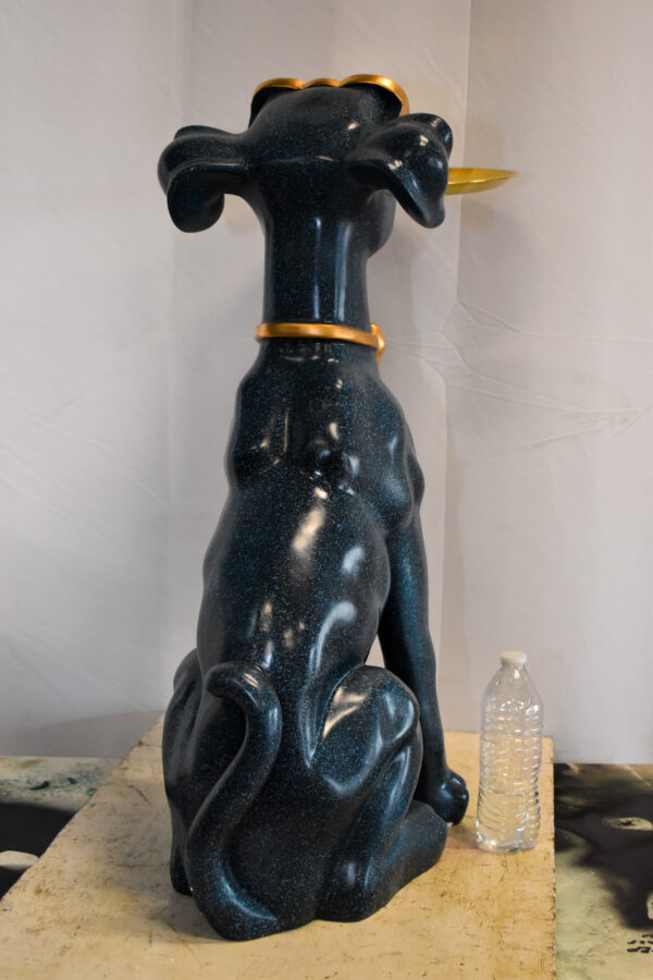 Happy Host Dog Resin Statue with A Tray, Blue Finish 25" x 12" x 31"H - Image 6