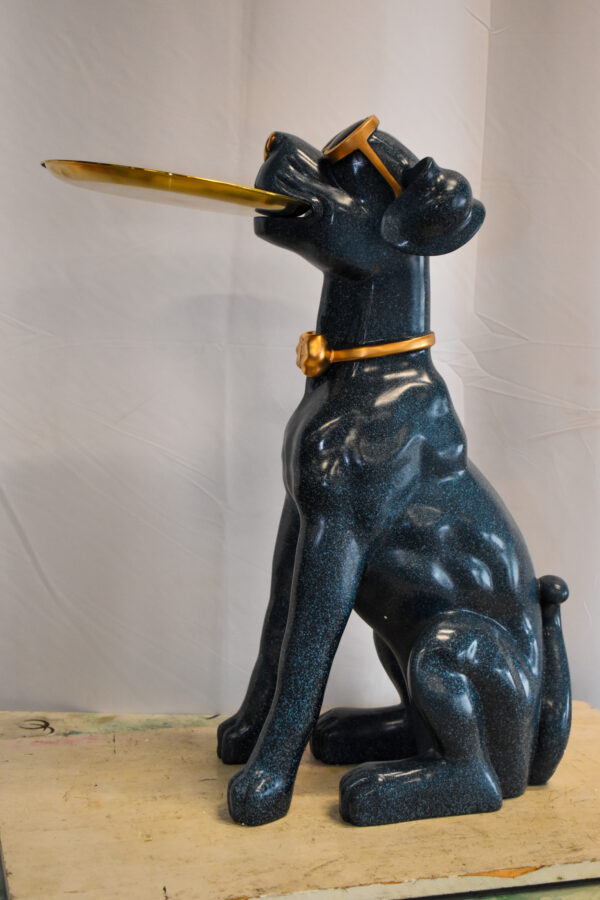 Happy Host Dog Resin Statue with A Tray, Blue Finish 25" x 12" x 31"H - Image 7