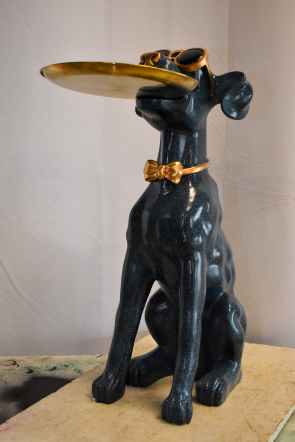 Happy Host Dog Resin Statue with A Tray, Blue Finish 25" x 12" x 31"H - Image 8
