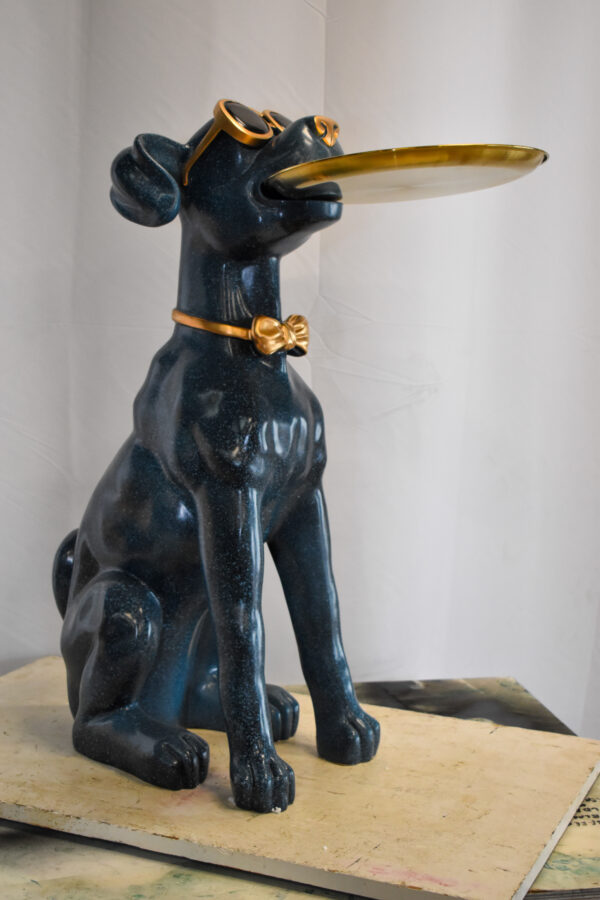Happy Host Dog Resin Statue with A Tray, Blue Finish 25" x 12" x 31"H - Image 11