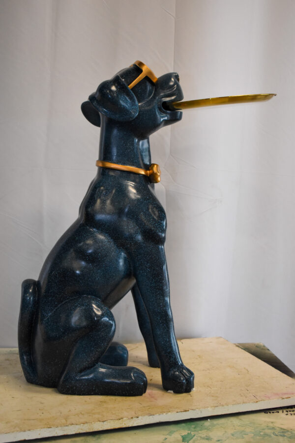 Happy Host Dog Resin Statue with A Tray, Blue Finish 25" x 12" x 31"H - Image 12