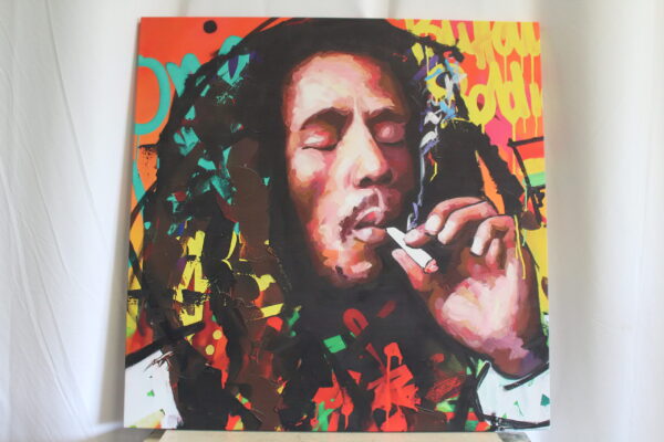 Oversized Bob Marley Eclectic Pop Art Stretched Canvas Ready to Hange 43 x 43 - Image 2
