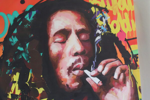 Oversized Bob Marley Eclectic Pop Art Stretched Canvas Ready to Hange 43 x 43 - Image 3