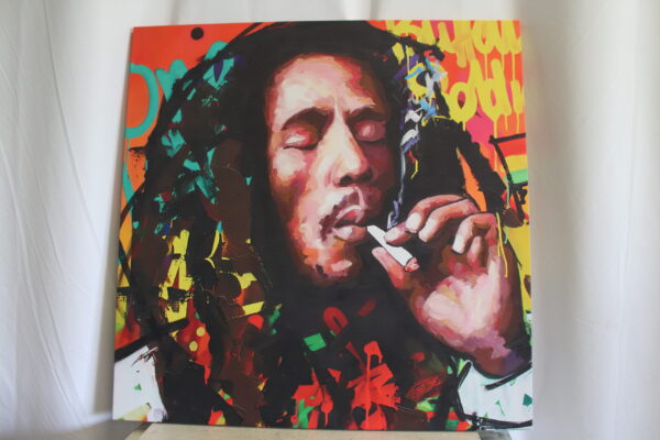 Oversized Bob Marley Eclectic Pop Art Stretched Canvas Ready to Hange 43 x 43 - Image 4