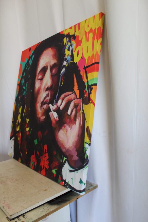 Oversized Bob Marley Eclectic Pop Art Stretched Canvas Ready to Hange 43 x 43 - Image 5