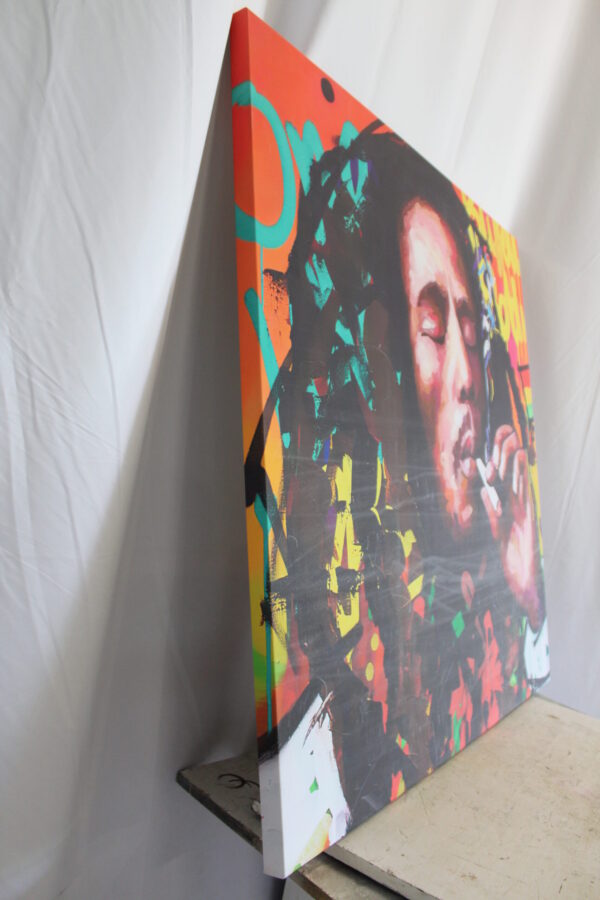 Oversized Bob Marley Eclectic Pop Art Stretched Canvas Ready to Hange 43 x 43 - Image 6
