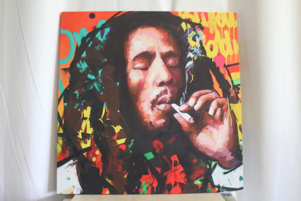 Oversized Bob Marley Eclectic Pop Art Stretched Canvas Ready to Hange 43 x 43 - Image 9