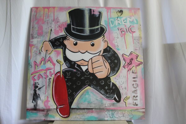 Giant Monopoly Man Pop Art Painting Ready to Hang Stretched Canvas 56 x 56 - Image 12