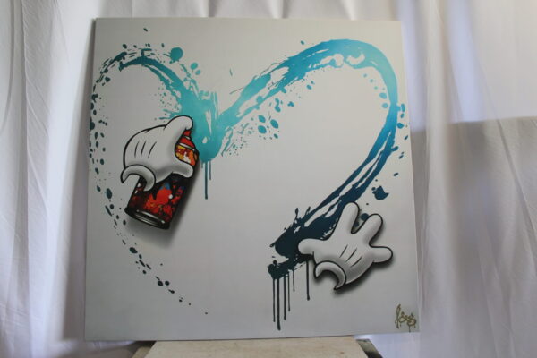 Framed Giant Mickey Mouse Pop Art Heart Painting on Canvas Ready to Hang 57 x 57 - Image 11