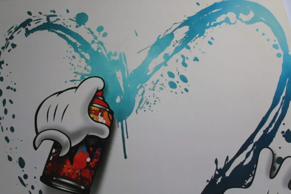 Framed Giant Mickey Mouse Pop Art Heart Painting on Canvas Ready to Hang 57 x 57 - Image 4