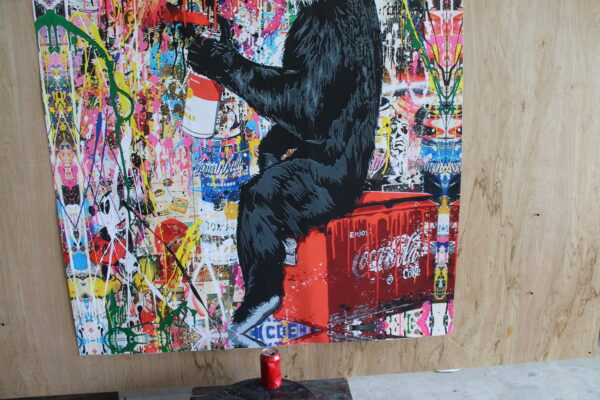 Unframed Giant Canvas Painting of Monkey Spray Painting Graffiti 52 x 74 - Image 3