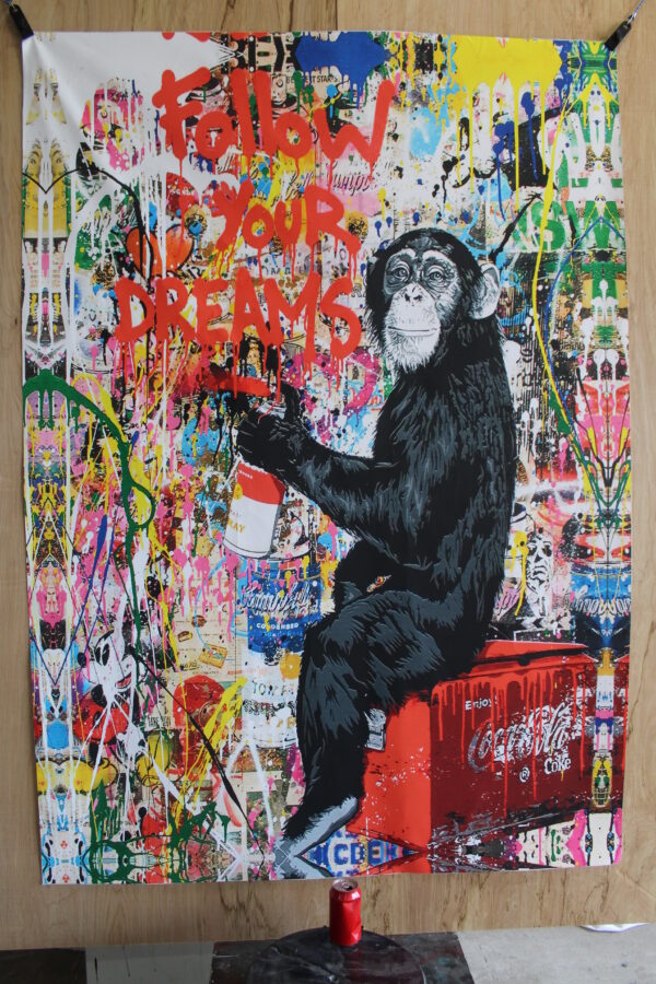 Unframed Giant Canvas Painting of Monkey Spray Painting Graffiti 52 x 74 - Image 4
