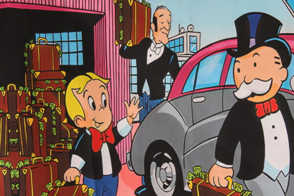 Giant Unframed Canvas Monopoly Man and Richie Rich on Vacation 52 x 75 - Image 4