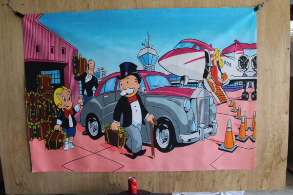 Giant Unframed Canvas Monopoly Man and Richie Rich on Vacation 52 x 75 - Image 6