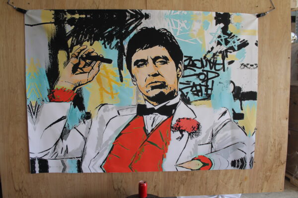 Giant Al Pacino in Scarface Graffiti Art Unframed Canvas 52 x 75 - Image 8