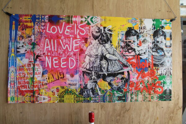 Love Is All We Need Neon Modern Unframed Rolled Canvas 44 x 84 - Image 4