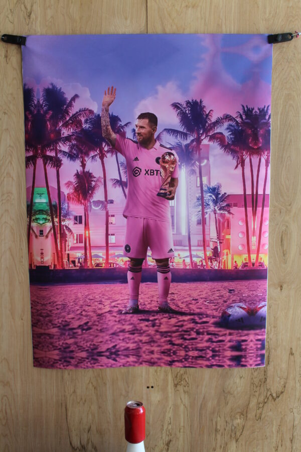 Lionel Messi On Beach Neon Unframed Rolled Canvas 32 x 44 - Image 3