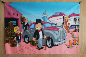Giant Unframed Canvas Monopoly Man and Richie Rich on Vacation 52 x 75