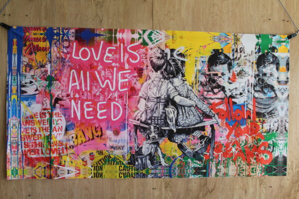 Love Is All We Need Neon Modern Unframed Rolled Canvas 44 x 84