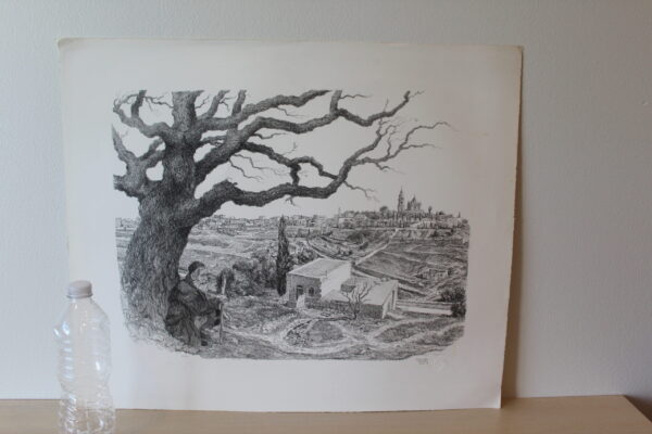 Zion by Emanuel Schary Lithograph Black and White 18 x 14 - Image 3