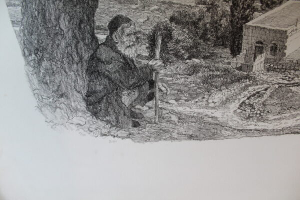 Zion by Emanuel Schary Lithograph Black and White 18 x 14 - Image 9