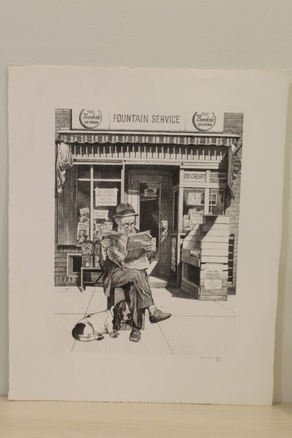 Candy Store by Emanuel Schary Black and White Lithograph 12 x 16 - Image 3