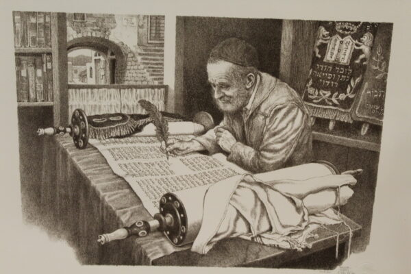 Scribe by Emanuel Schary Black and White Lithograph 14 x 10