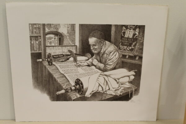 Scribe by Emanuel Schary Black and White Lithograph 14 x 10 - Image 3