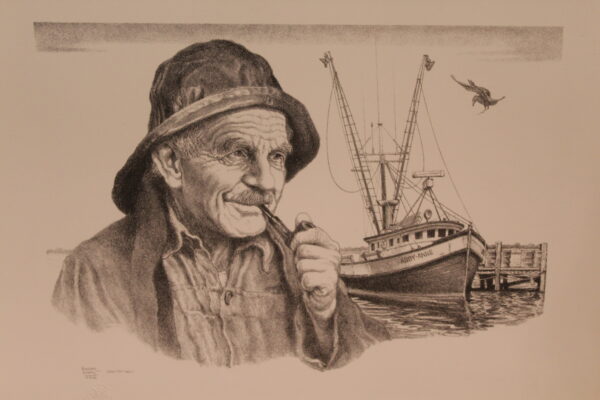 Lobster Man by Emanuel Schary Black and White Lithograph 14 x 10