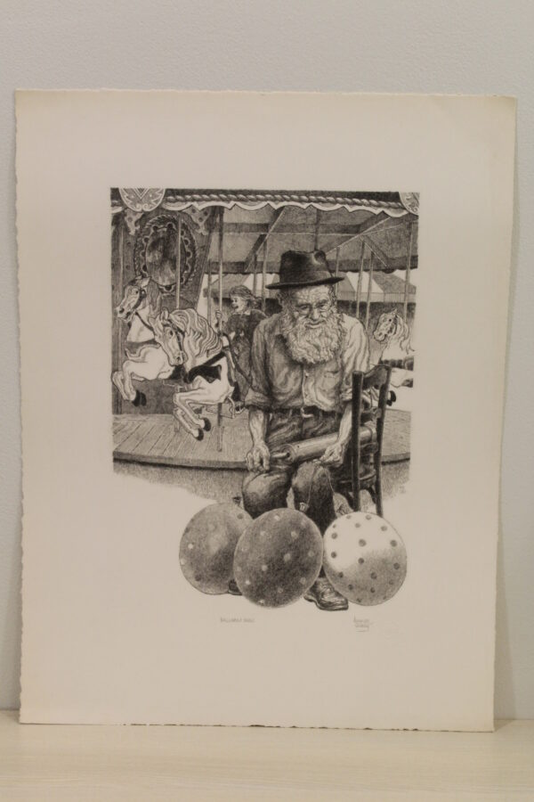Balloon Man by Emanuel Schary Black and White Lithograph 10 x 15 - Image 3