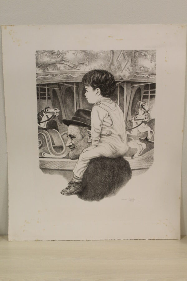 Carousel by Emanuel Schary Black and White Lithograph 12 x 16 - Image 3