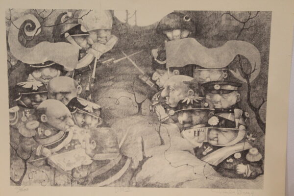 DMZ signed by Charles Bragg Monochromaric Lithograph 20 x 14