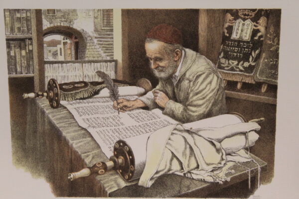 Scribe by Emanuel Schary Colored Lithograph 15 x 10