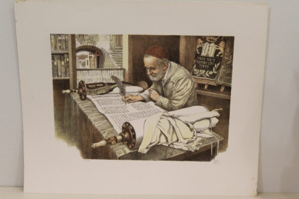 Scribe by Emanuel Schary Colored Lithograph 15 x 10 - Image 3